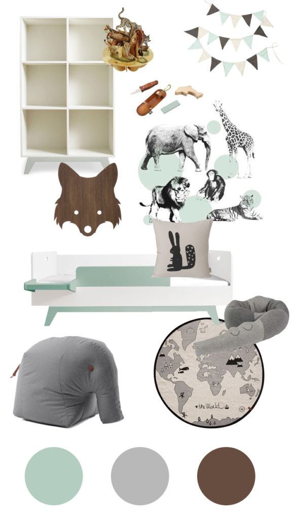 Ein Safari-Entdecker-Zimmer in mint und grau – sanvie|mini